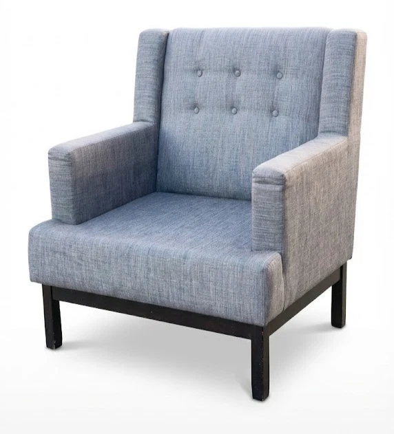 Contemporary wingback armchair | Compact Comfortable Living Chair | wooden legs