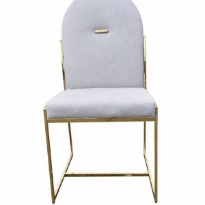 Luxury Grey Velvet Dining Chair Gold Frame Arched Back Ergonomic Comfort - Glam