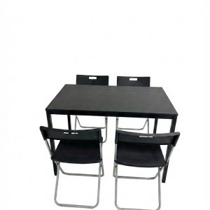 IKEA TARENDO Black Dining Table & 4 GUNDE Folding Chairs Set