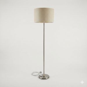 Chrome Floor Lamp Metal Stem Living Room Reading Light Large Velvet Lampshade