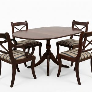 Regency Style 4 Seaters Extendable Wooden Dining Table + 4 Chairs