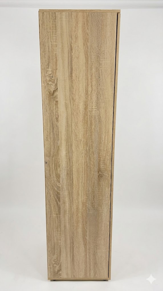 Premium German Wardrobe 2 Door Mirror Oak Sonoma Hanging Rail Shelves Ex-Display - Image 3