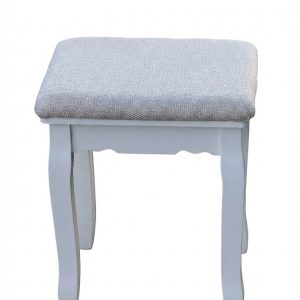 White Dressing Table Stool Padded Seat Curved Legs French Style Vanity Stool