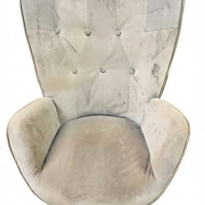 HOMCOM Grey Velvet Wingback Accent Armchair Button Tufted Lounge Chair Wood Legs