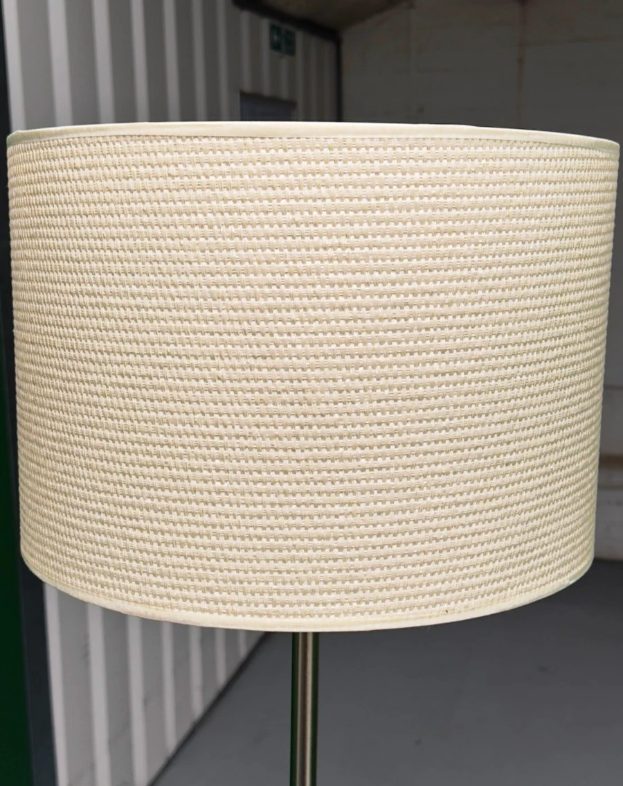 Chrome Floor Lamp Metal Stem Living Room Reading Light Large Velvet Lampshade - Image 3